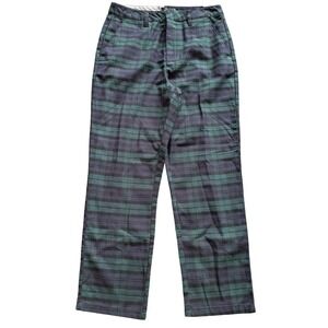 NWT Volcom Frochickies Plaid Chino Pant Green Blue Straight Leg 29 Preppy Skater
